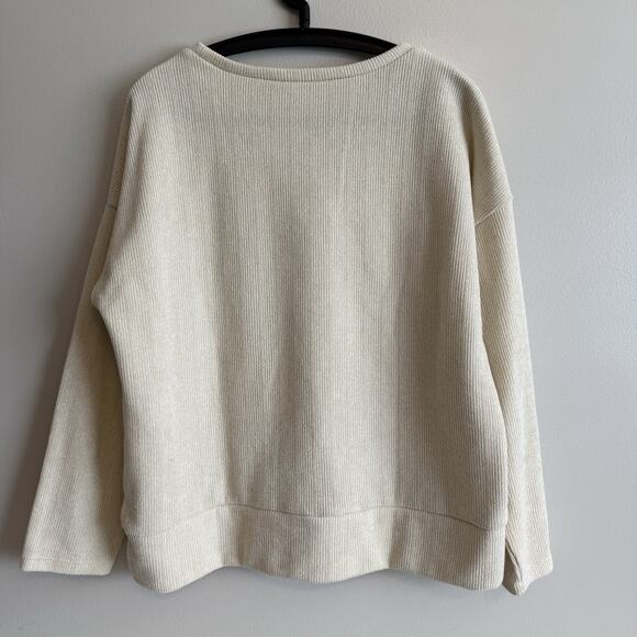 Berkley Jensen Womens White Ribbed Sweater Size Large Vanilla Girl Casual Fairy - Picture 2 of 10